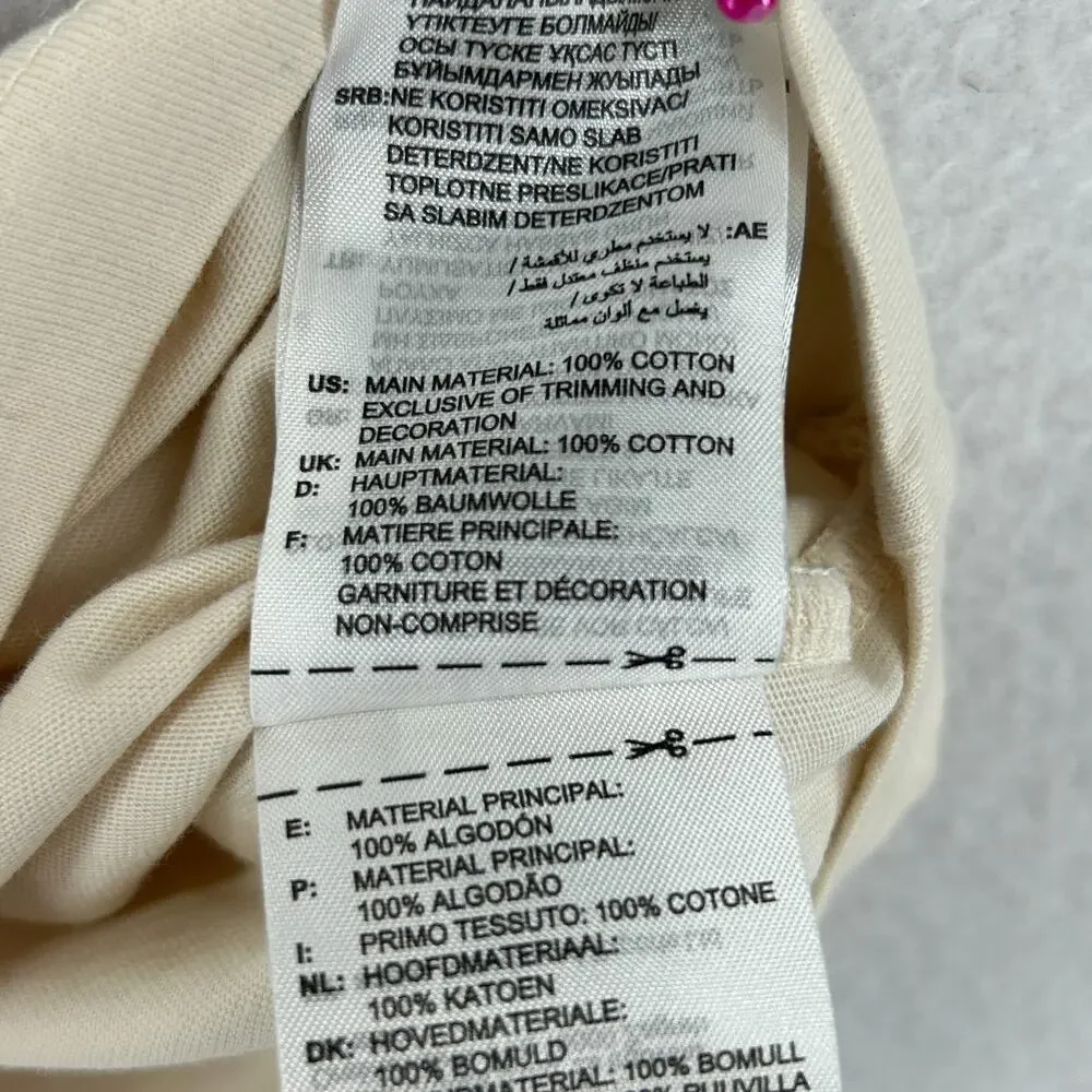 ADIDAS Shirt Mens S Skeleton Trefoil Logo Tee Crewneck Cotton Off White